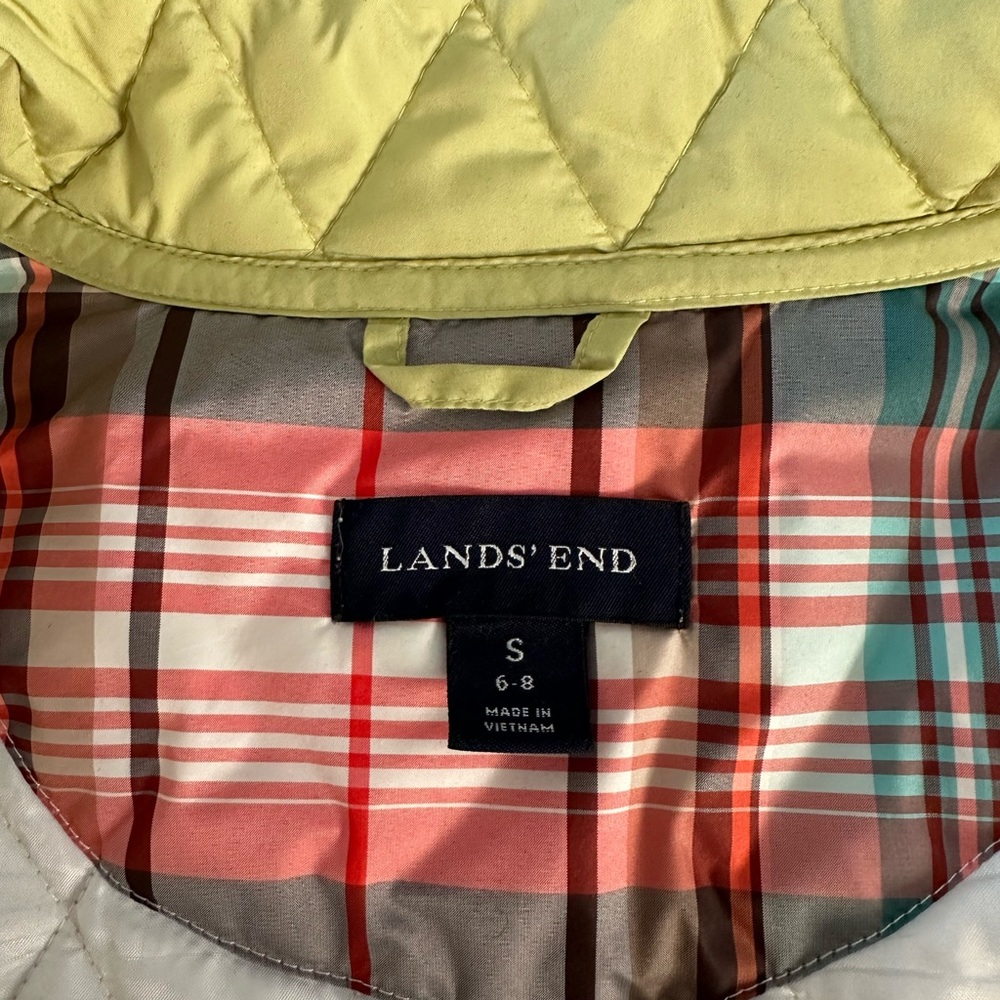 Lands’ End Quilted Jacket Women Small Green Lightweight Zip Coat Snap Pockets - Picture 5 of 7